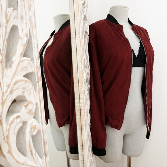 Burgundy Bomber Jacket - Picture 3 of 6